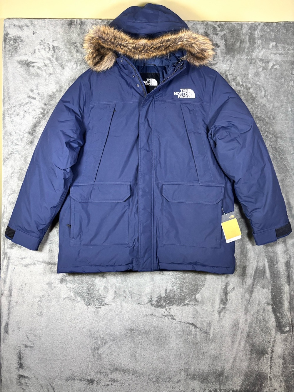 NEW North Face Mens XL McMurdo Parka Puffer Jacket Blue Fur Hood Winter Coat Ski